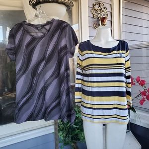 Basic Editions Longsleeved Cotton Top & Simply Vera Verawang Top Both Medium